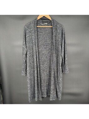 Soft Surroundings Womens Open Front Cardigan L Gray Heathered Lightweight Duster